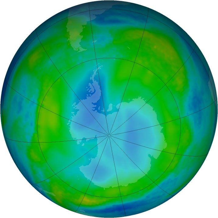 Antarctic ozone map for 20 June 2004
